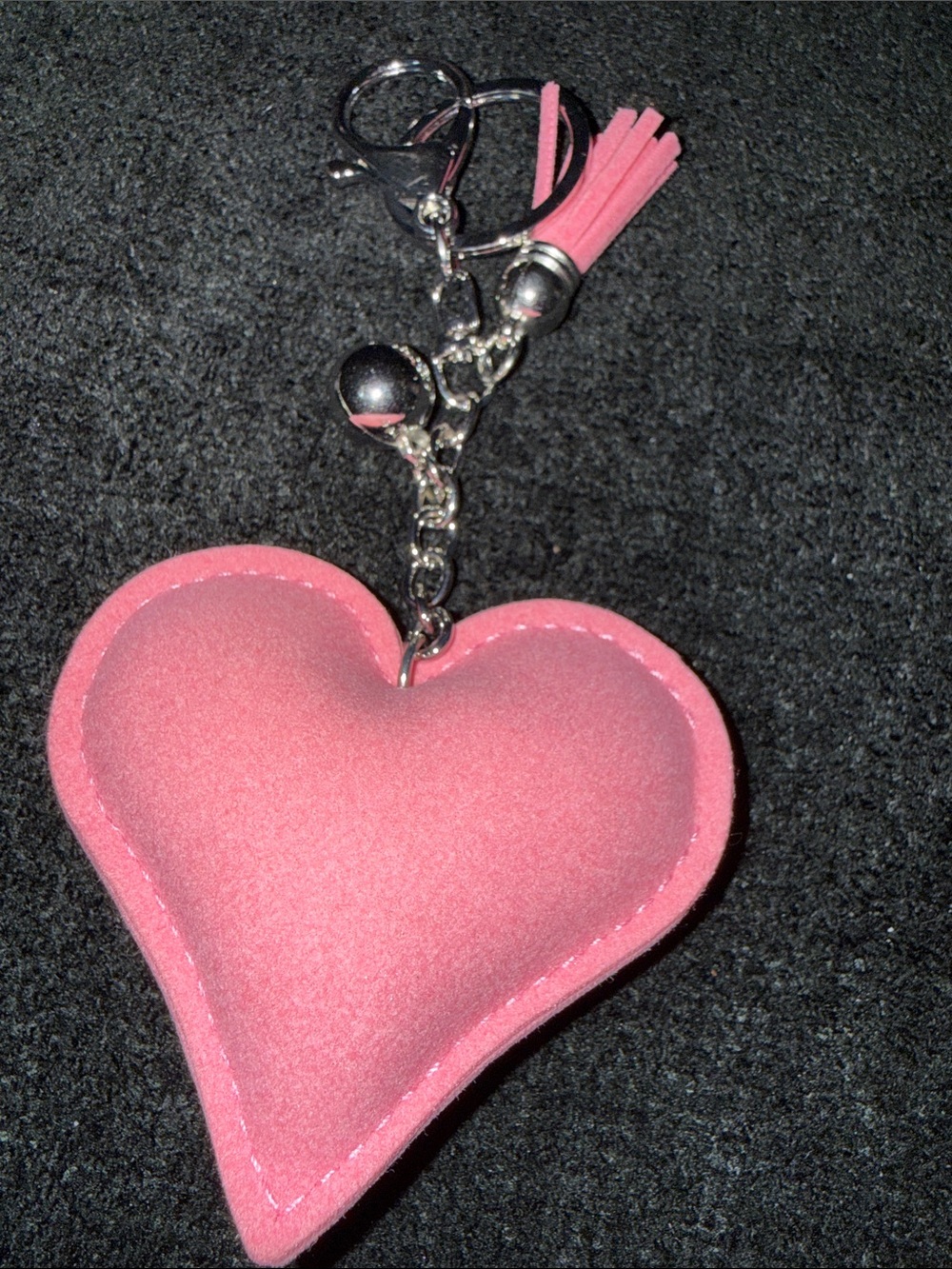 Pink Rhinestone Heart Keychain Bag Charm - Picture 2 of 2